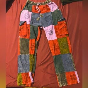 Hand Stamped Harlequin Patchwork pants